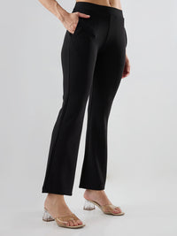 Women Trackpant Boot Cut Fit Black Mid Rise