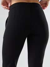 Women Trackpant Boot Cut Fit Black Mid Rise
