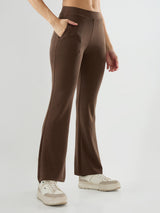 Women Trackpant Boot Cut Fit Brown Mid Rise