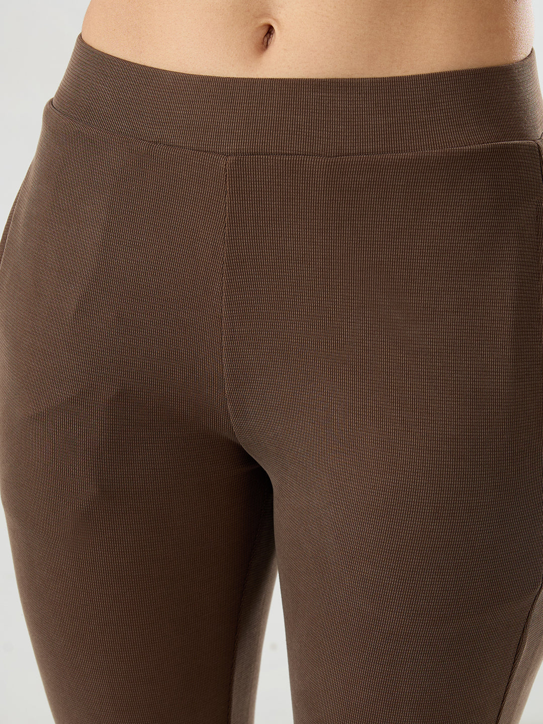 Women Trackpant Boot Cut Fit Brown Mid Rise