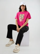 Women Trackpant Straight Fit Black Mid Rise