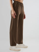 Women Trackpant Straight Fit Brown Mid Rise