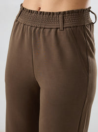 Women Trackpant Straight Fit Brown Mid Rise