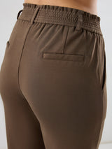 Women Trackpant Straight Fit Brown Mid Rise