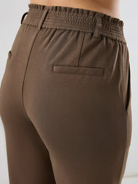Women Trackpant Straight Fit Brown Mid Rise
