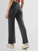 Women Trackpant Straight Fit Grey Mid Rise