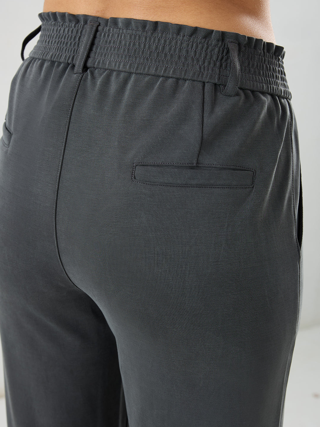 Women Trackpant Straight Fit Grey Mid Rise