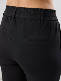 Women Trackpant Straight Fit Black Mid Rise