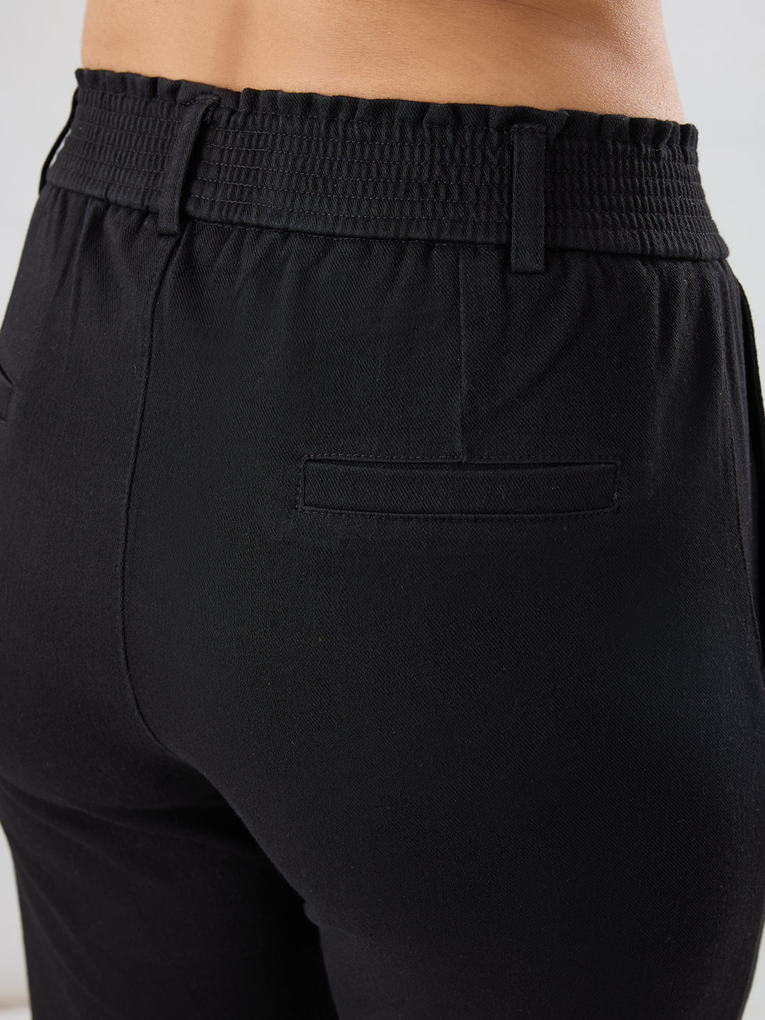 Women Trackpant Straight Fit Black Mid Rise