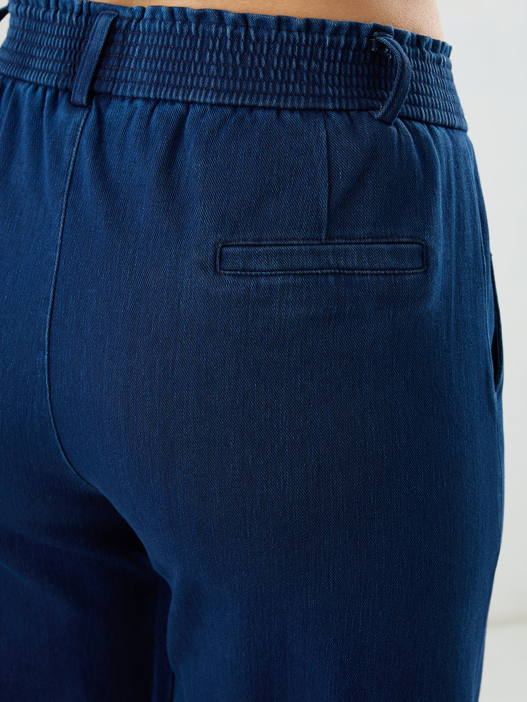 Women Trackpant Straight Fit Dark Blue Mid Rise
