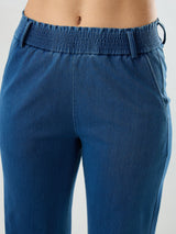 Women Trackpant Straight Fit Mid Blue Mid Rise