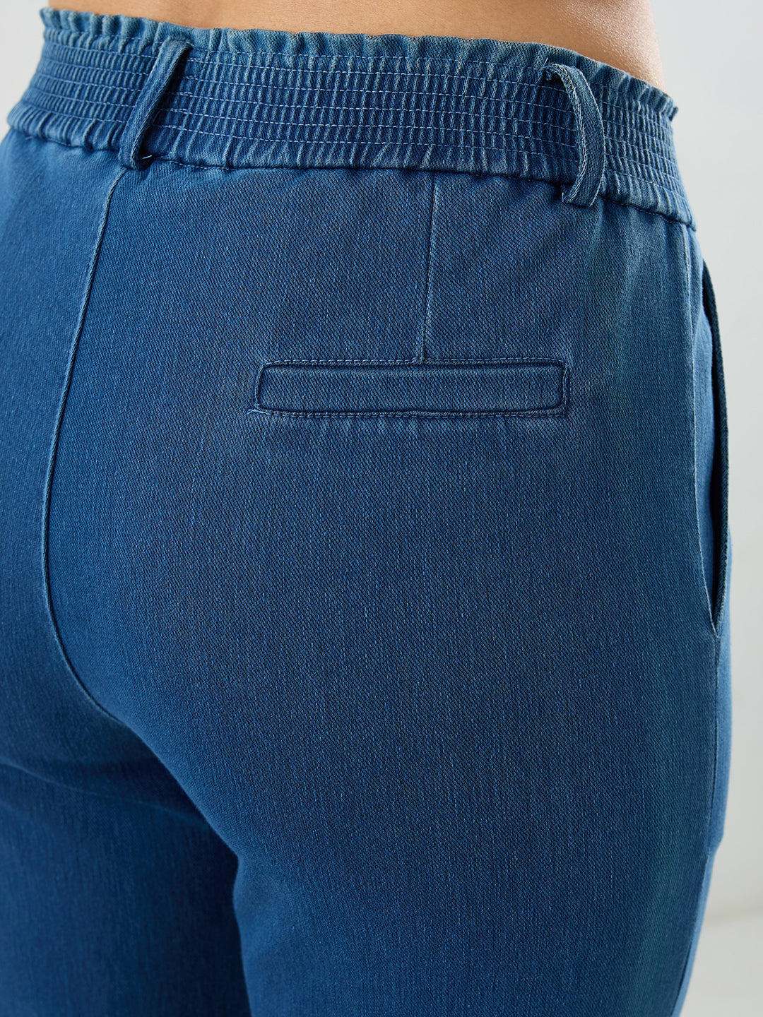 Women Trackpant Straight Fit Mid Blue Mid Rise