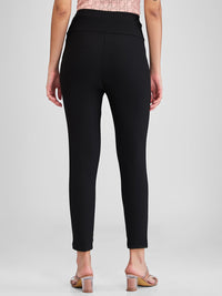 Women Trackpant Skinny Fit Black High Rise