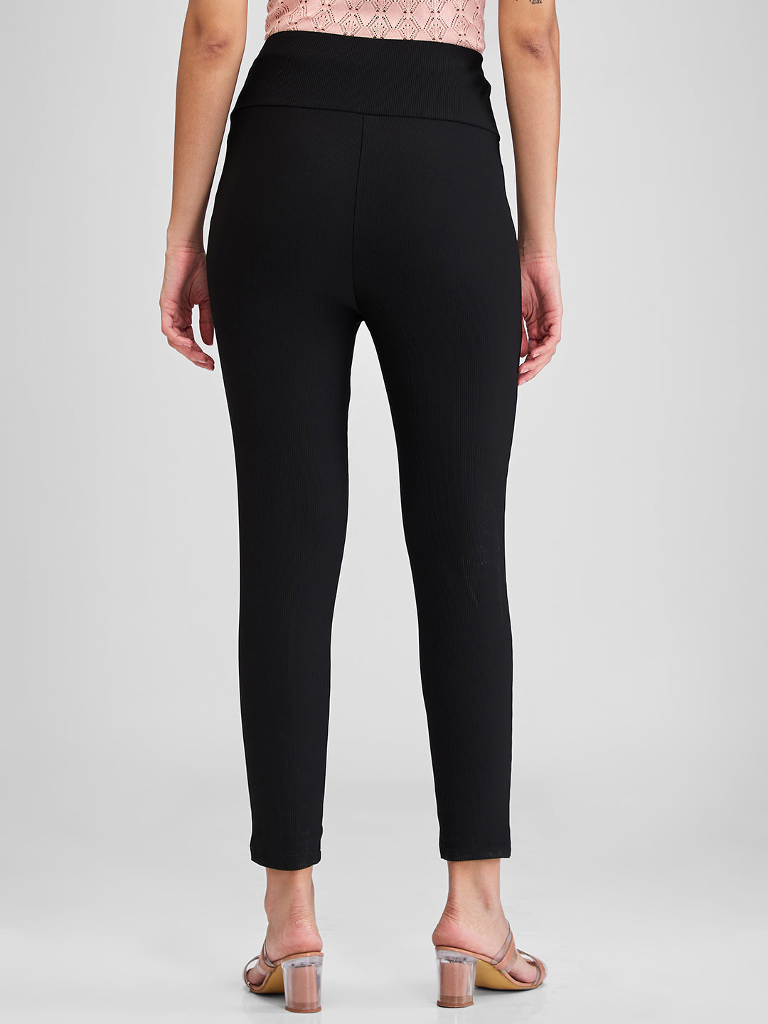 Women Trackpant Skinny Fit Black High Rise