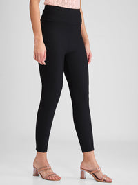 Women Trackpant Skinny Fit Black High Rise