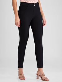 Women Trackpant Black Skinny Fit High Rise