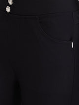 Women Trackpant Black Skinny Fit High Rise