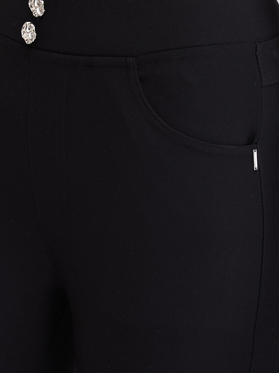 Women Trackpant Black Skinny Fit High Rise