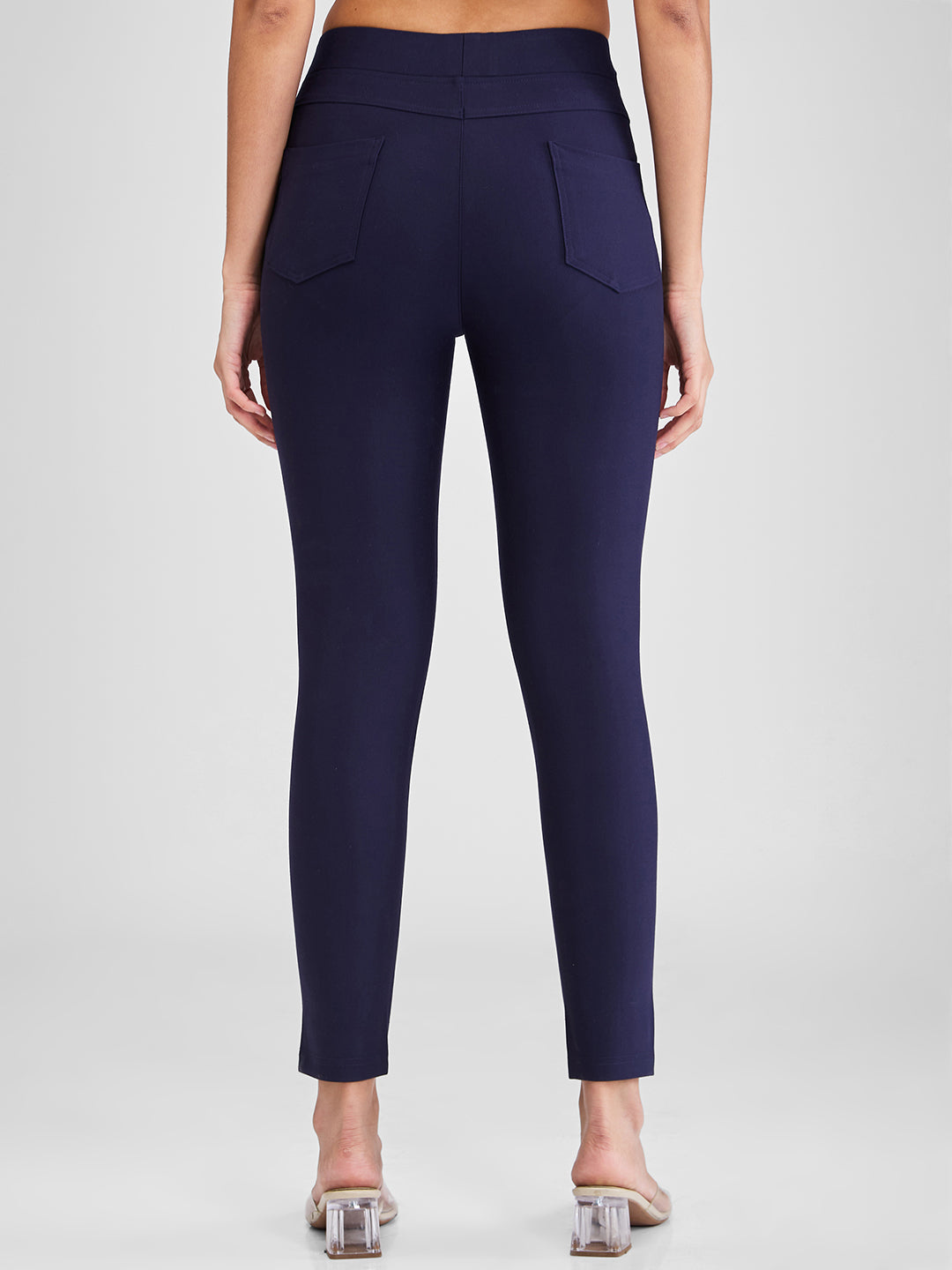 Spykar Blue Skinny Fit High Rise Knit Trackpants For Women