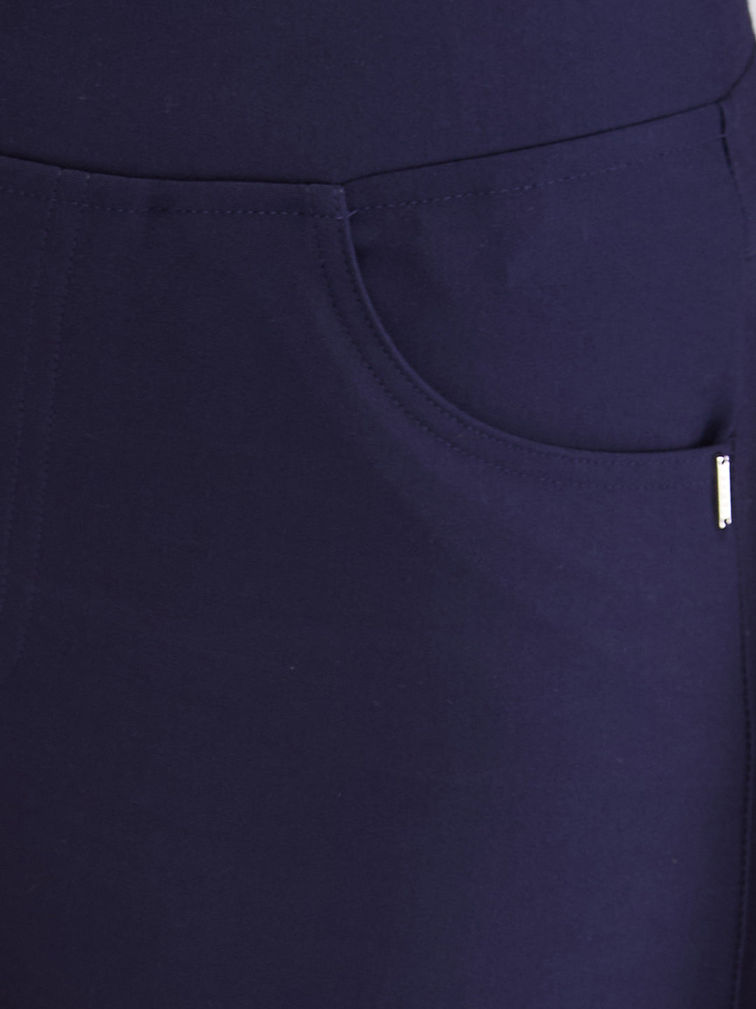 Women Trackpant Skinny Fit Blue High Rise