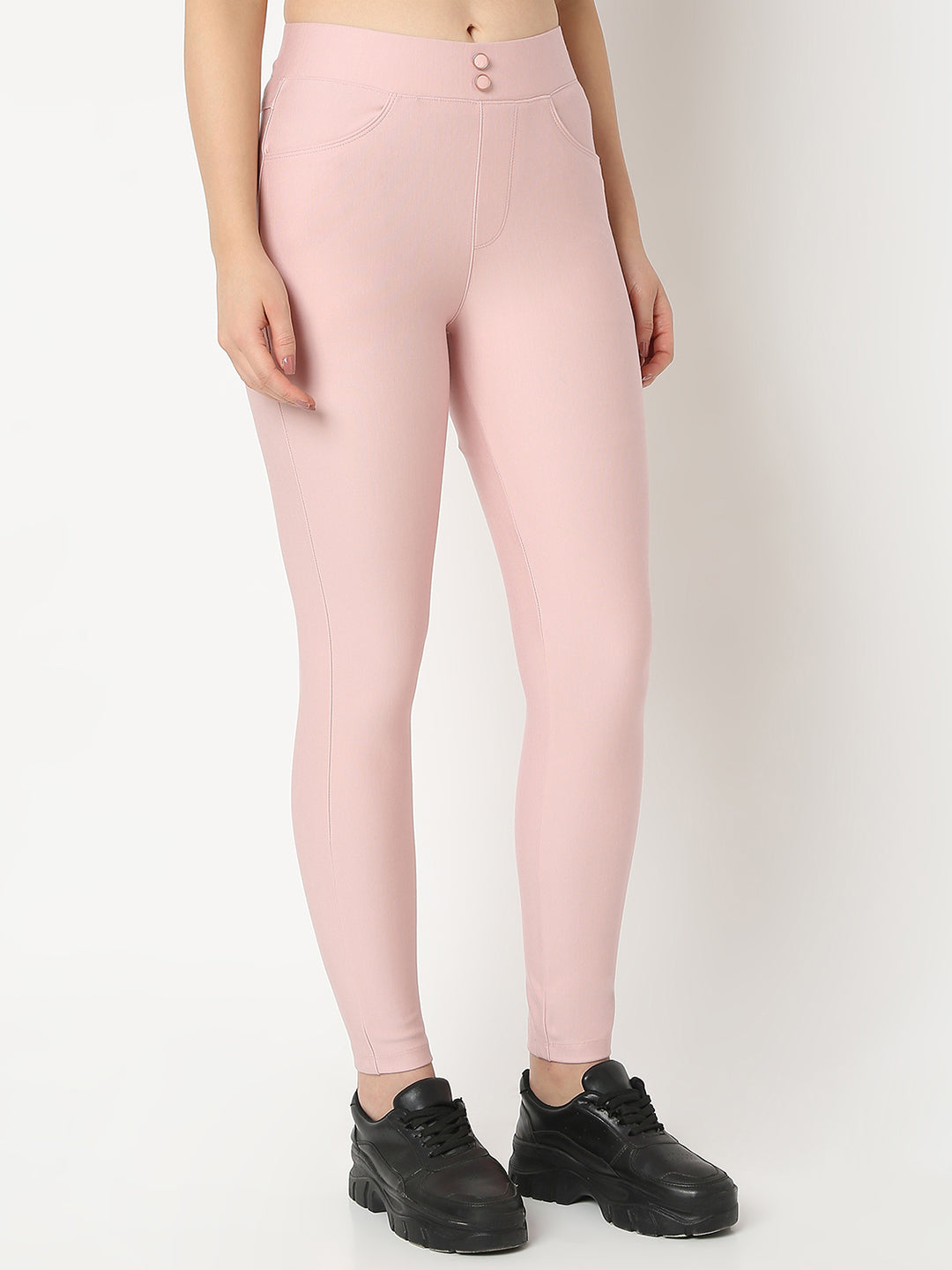 Spykar Peach Pink Skinny Fit Trackpant For Women