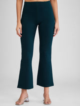 Women Trackpant Green Boot Cut Fit High Rise