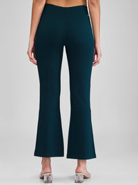 Women Trackpant Green Boot Cut Fit High Rise