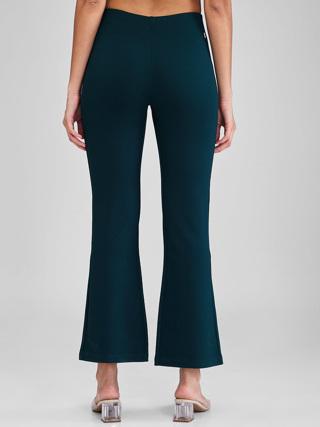 Women Trackpant Green Boot Cut Fit High Rise