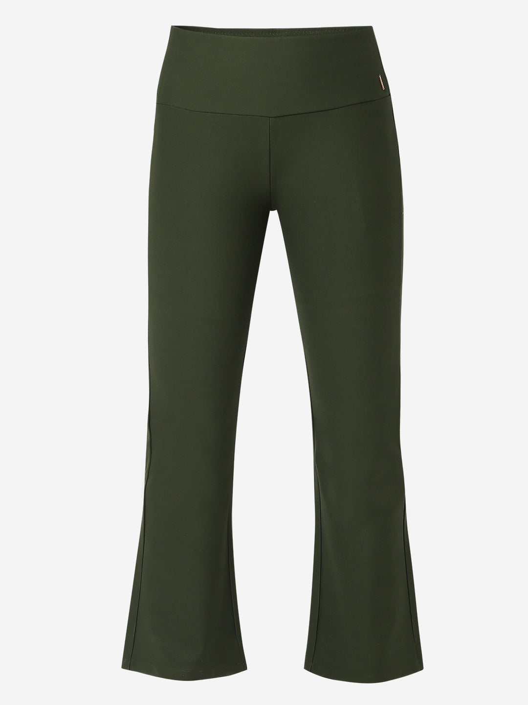 Women Trackpant Olive Green Boot Cut Fit High Rise
