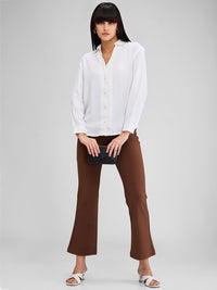 Women Trackpant Brown Boot Cut Fit High Rise