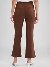 Women Trackpant Brown Boot Cut Fit High Rise