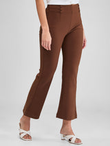 Women Trackpant Brown Boot Cut Fit High Rise