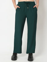 Women Trackpant Wide Leg Green