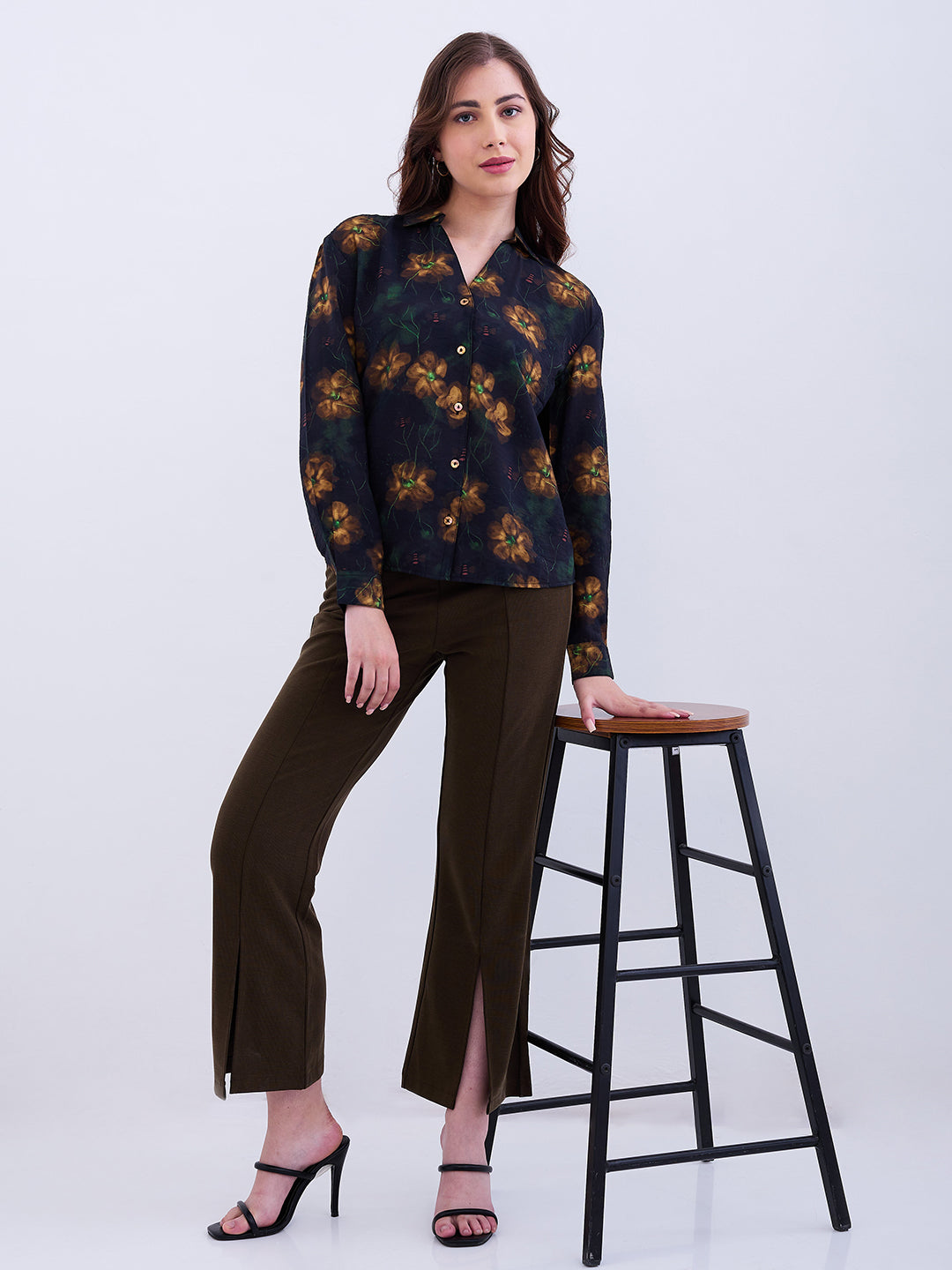 Women Trackpant Boot Cut Fit Green Mid Rise