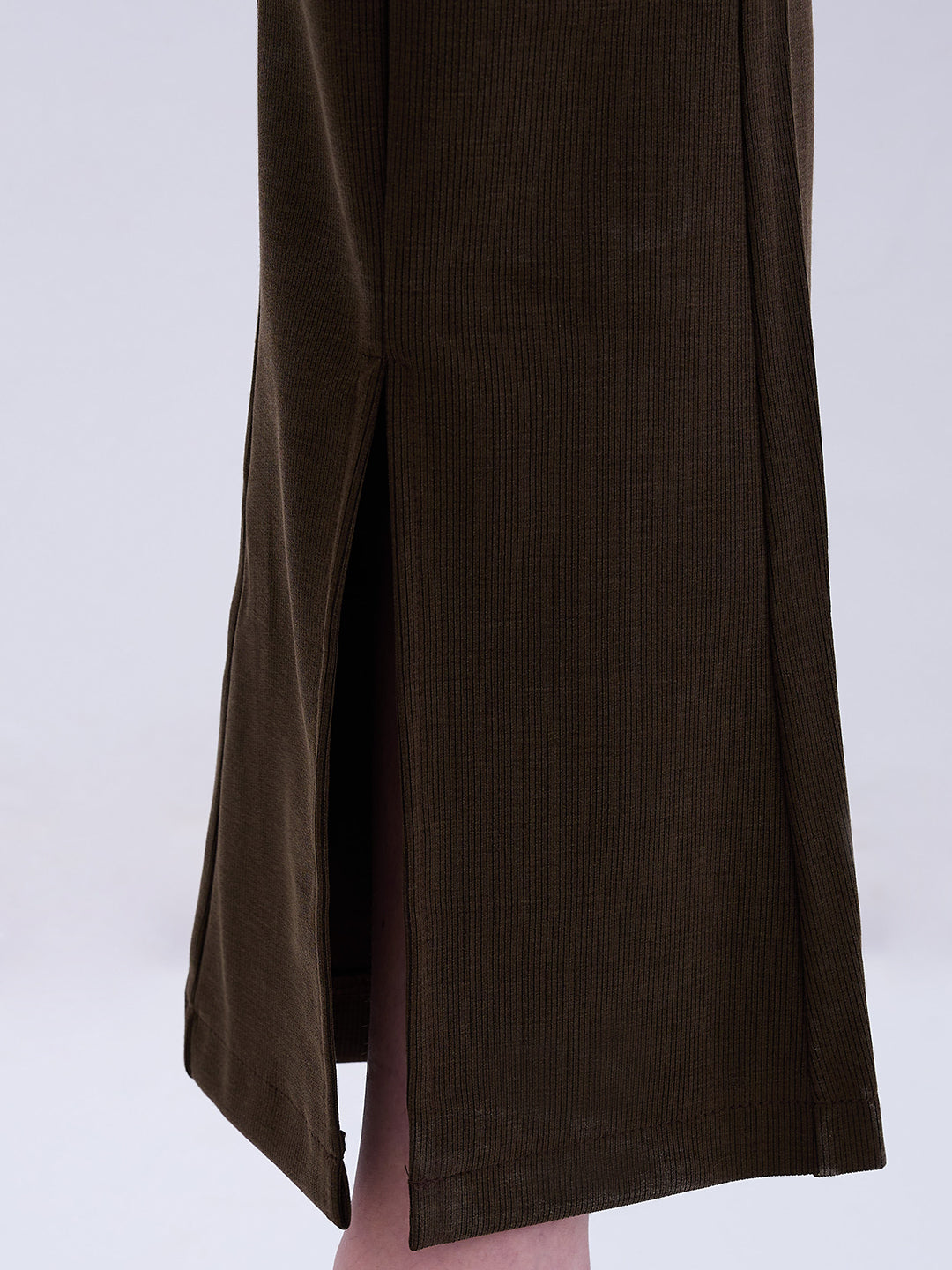 Spykar Olive Green Mid Rise Boot Cut Fit Casual Knit Track Pants For Women