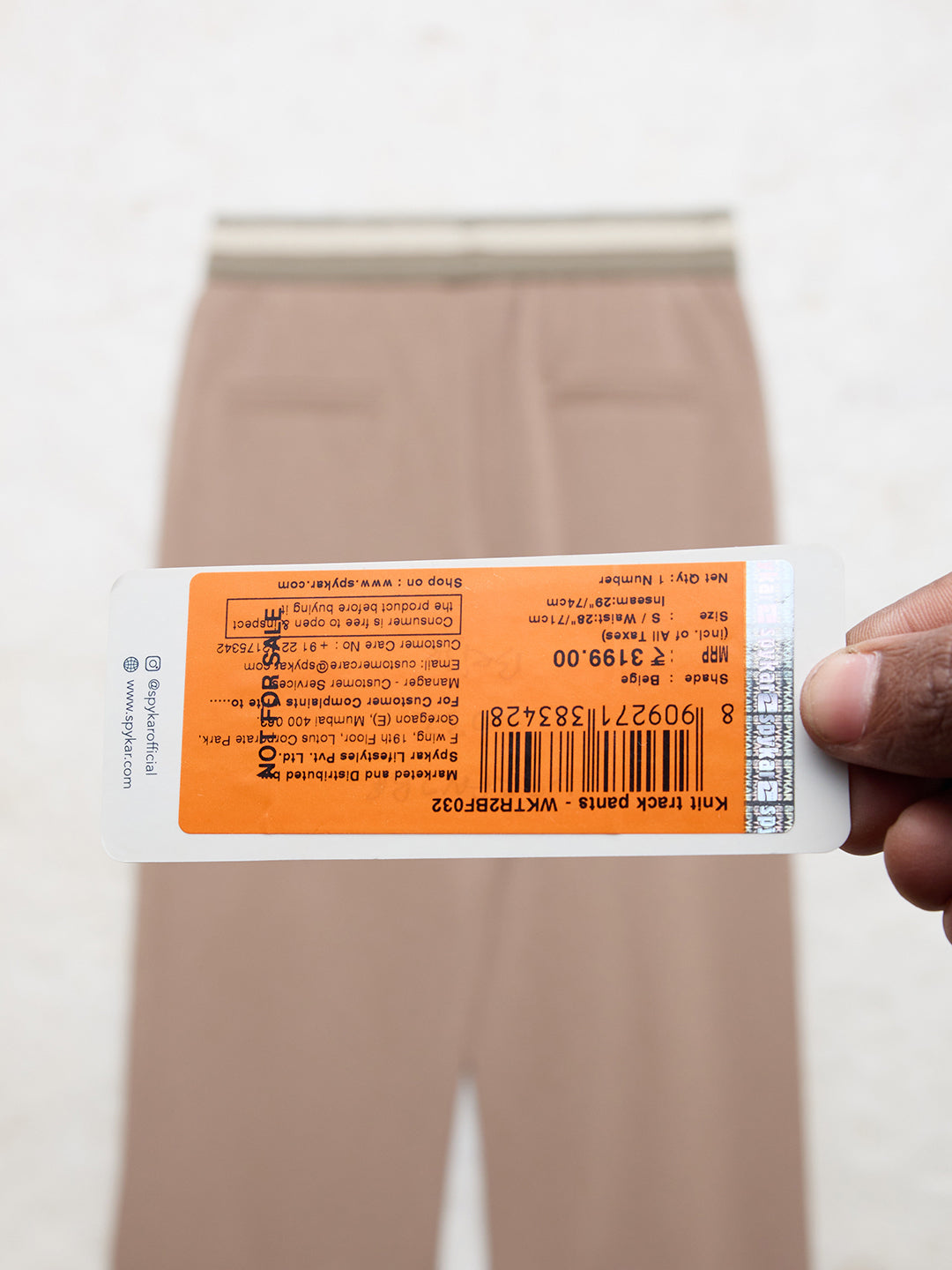 Women Trouser Straight Fit Beige High Rise