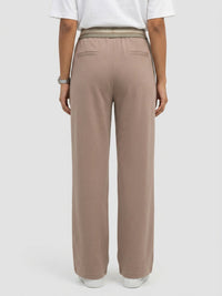 Women Trouser Straight Fit Beige High Rise