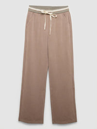 Women Trouser Straight Fit Beige High Rise