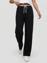 Women Trouser Straight Fit Black High Rise