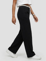 Women Trouser Straight Fit Black High Rise