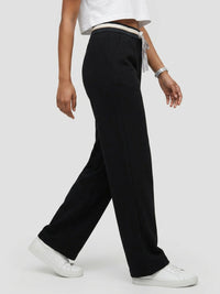 Women Trouser Straight Fit Black High Rise