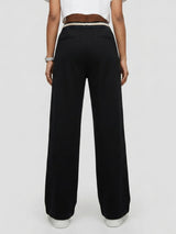 Women Trouser Straight Fit Black High Rise