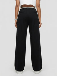 Women Trouser Straight Fit Black High Rise