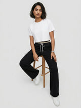 Women Trouser Straight Fit Black High Rise