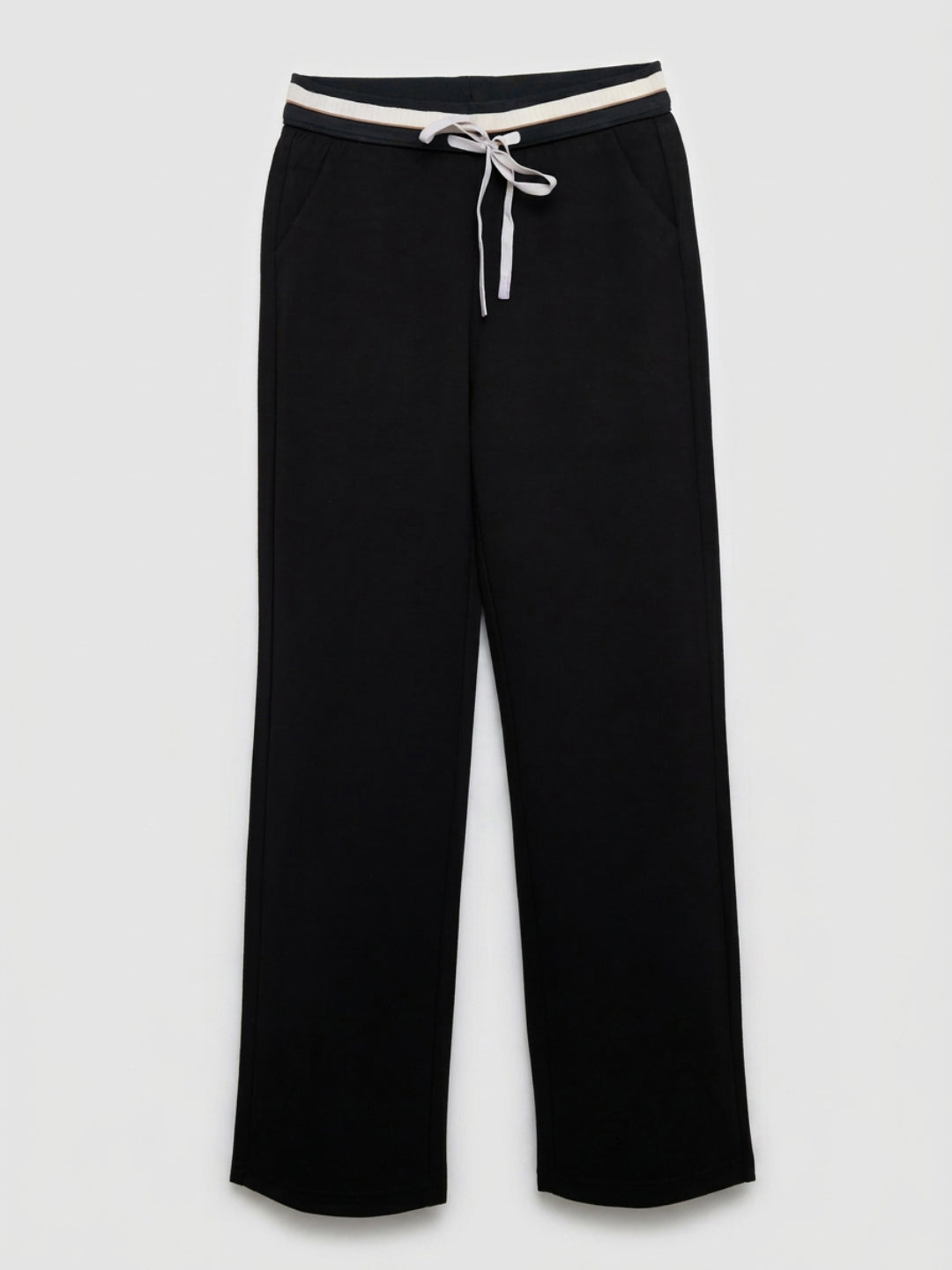 Women Trouser Straight Fit Black High Rise