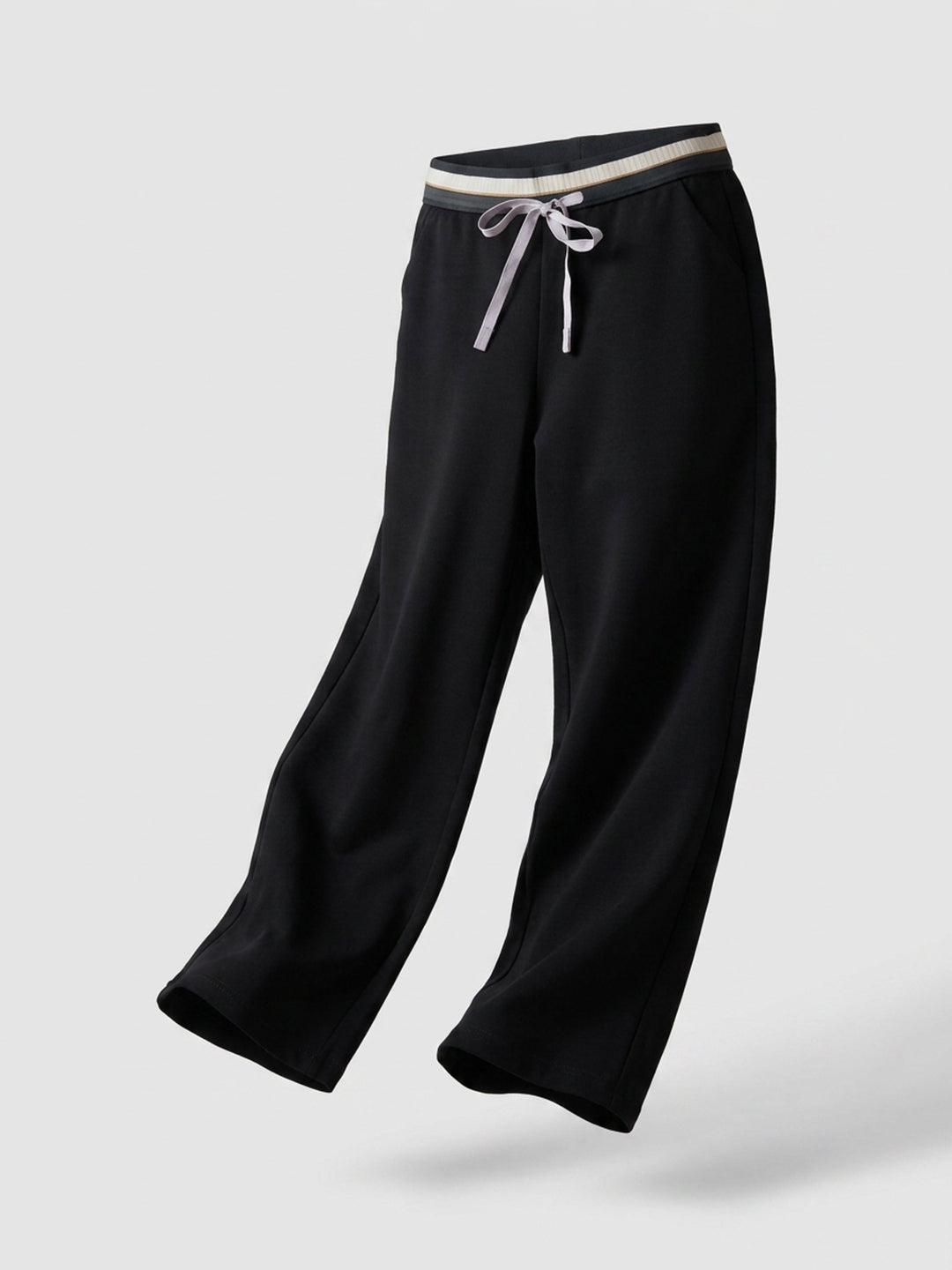 Women Trouser Straight Fit Black High Rise