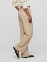 Women Trouser Straight Fit Beige High Rise