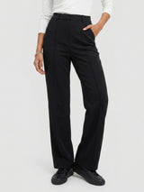 Women Trouser Straight Fit Black High Rise