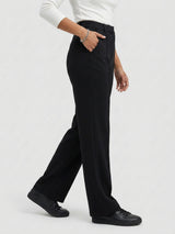 Women Trouser Straight Fit Black High Rise