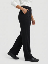 Women Trouser Straight Fit Black High Rise